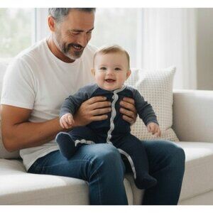 7 For All Mankind Boys One Piece Body Suit Long Sleeve Gray Size 6/9M NWT Footie